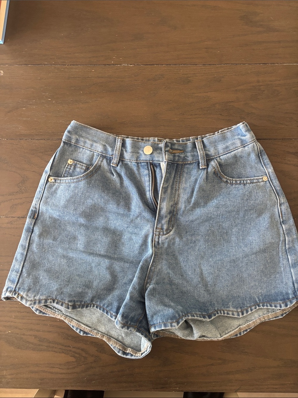 Classic High-Rise Denim Shorts - Blue